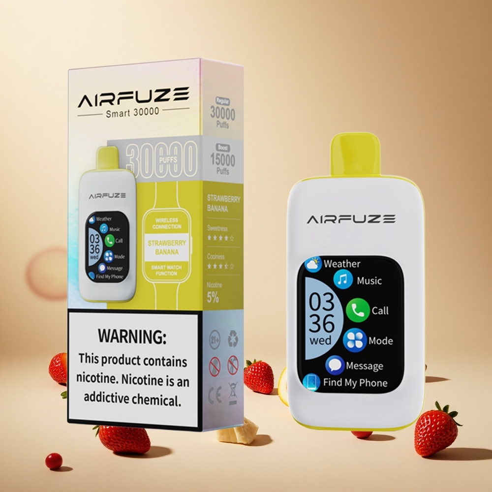 Strawberry Banana AirFuze Smart 30000 Puffs wholesale vapes Ireland Disposable Vape with Type-C