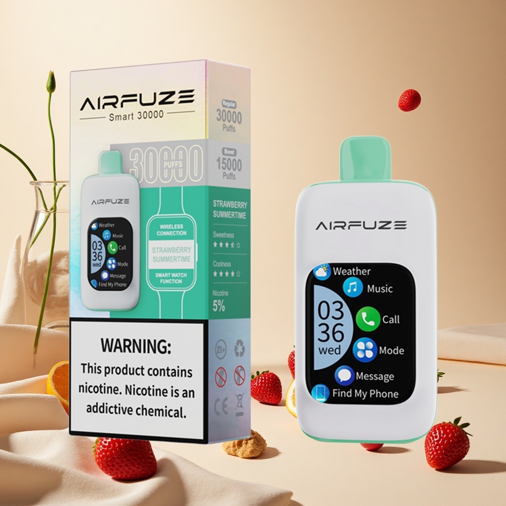 Strawberry Summertime AirFuze Smart 30000 Puffs Disposable wholesale vapes Ireland with Touch Screen