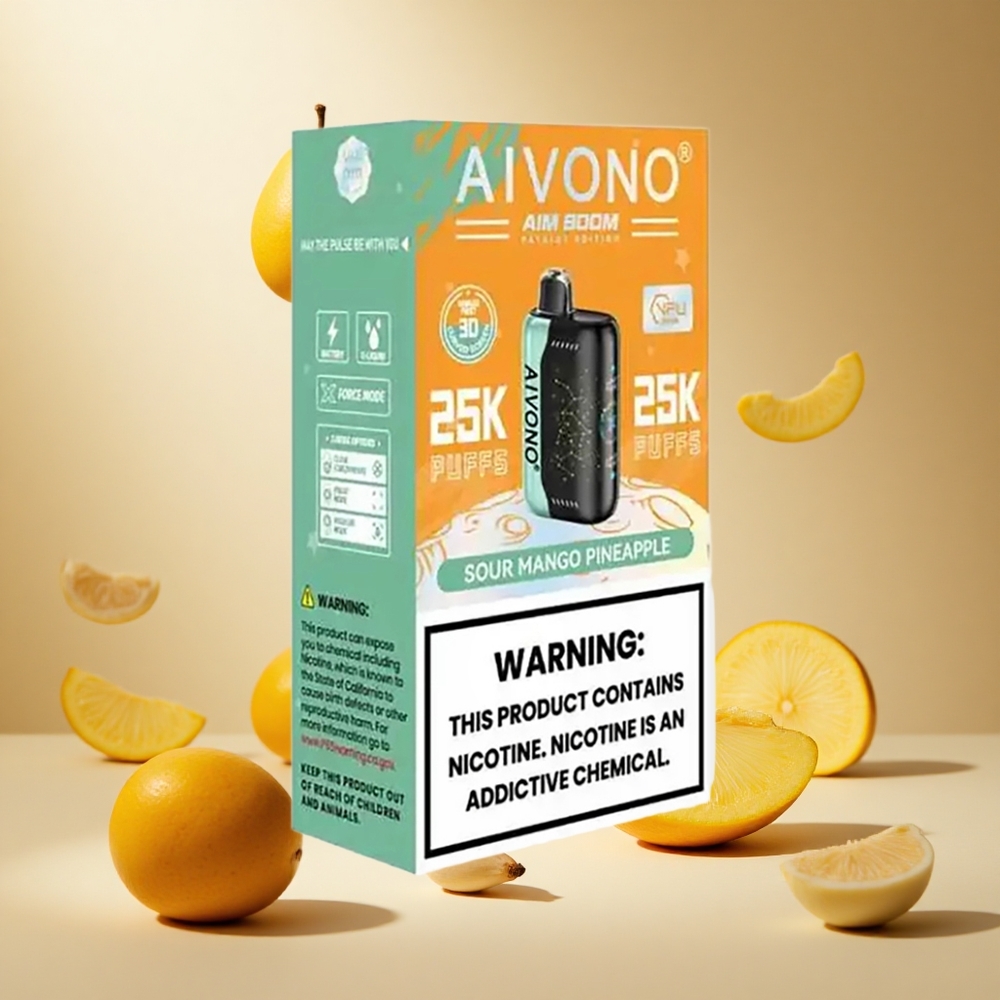 Sour Mango Pineapple Aivono AIM BOOM 25000 Puffs wholesale vapes Ireland Type-C Charging