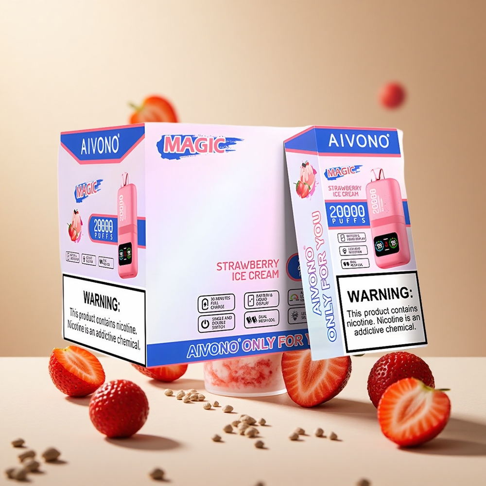 Strawberry Ice Cream Aivono AIM MAGIC 20000 Puffs wholesale vapes Ireland Dual Mesh Coils