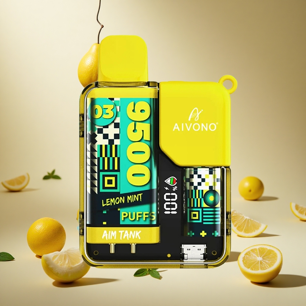 Lemon Mint Aivono AIM-TANK 9500 Puffs wholesale vapes Ireland LCD Display