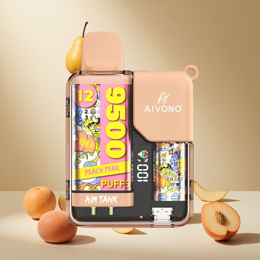Peach Pear Aivono AIM-TANK 9500 Puffs wholesale vapes Ireland 18ml LCD