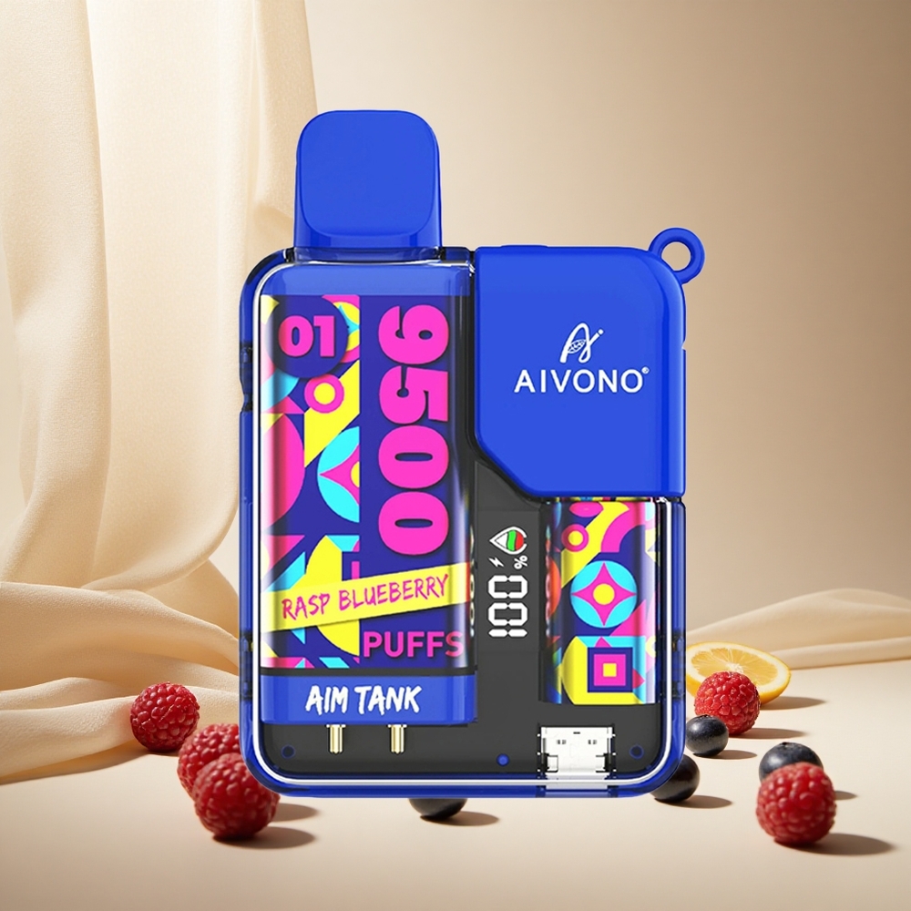 Rasp Blueberry Aivono AIM-TANK 9500 Puffs wholesale vapes Ireland LCD Display