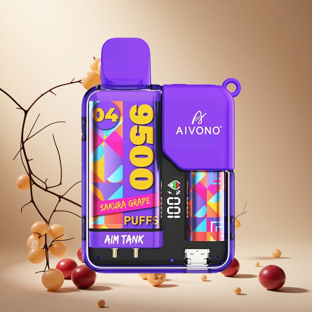 Sakura Grape Aivono AIM-TANK 9500 Puffs wholesale vapes Ireland 18ml LCD