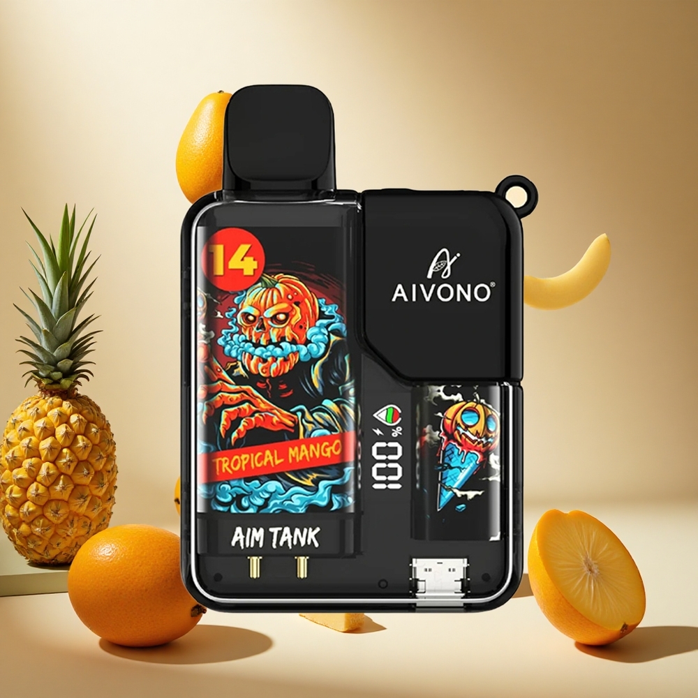 Tropical Mango Aivono AIM-TANK 9500 Puffs wholesale vapes Ireland 18ml E-liquid LCD Display
