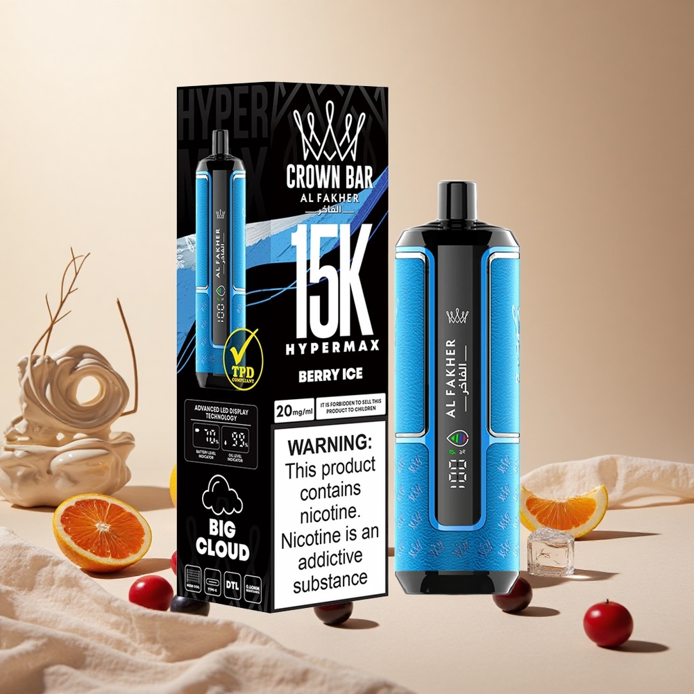 Berry Ice Al Fakher Crown Bar 15K Hypermax Disposable Vape Kit wholesale vapes Ireland 22ml 15K Puffs