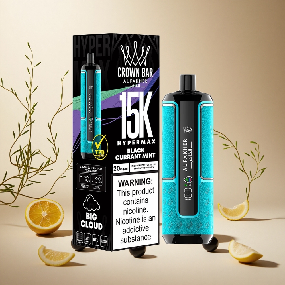 Blackcurrant Mint Al Fakher Crown Bar 15K wholesale vapes Ireland Hypermax Disposable