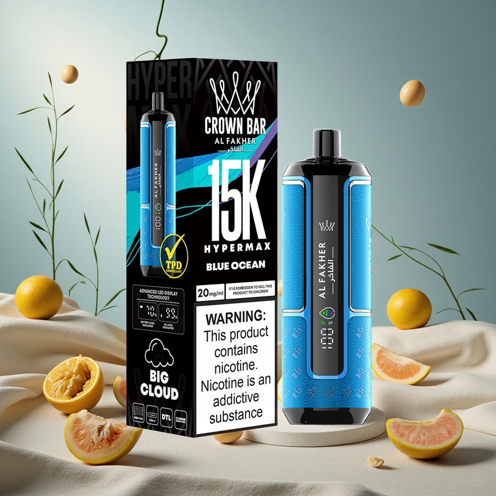 Blue Ocean Al Fakher Crown Bar 15K Hypermax Disposable Vape Kit wholesale vapes Ireland 22ml DTL