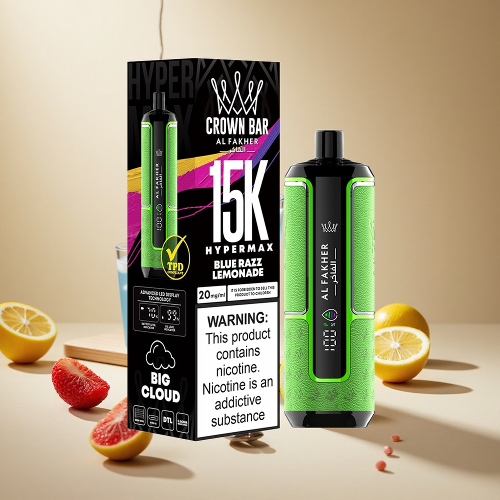 Blue Razz Lemonade Al Fakher Crown Bar 15K Hypermax wholesale vapes Ireland Disposable Vape Kit