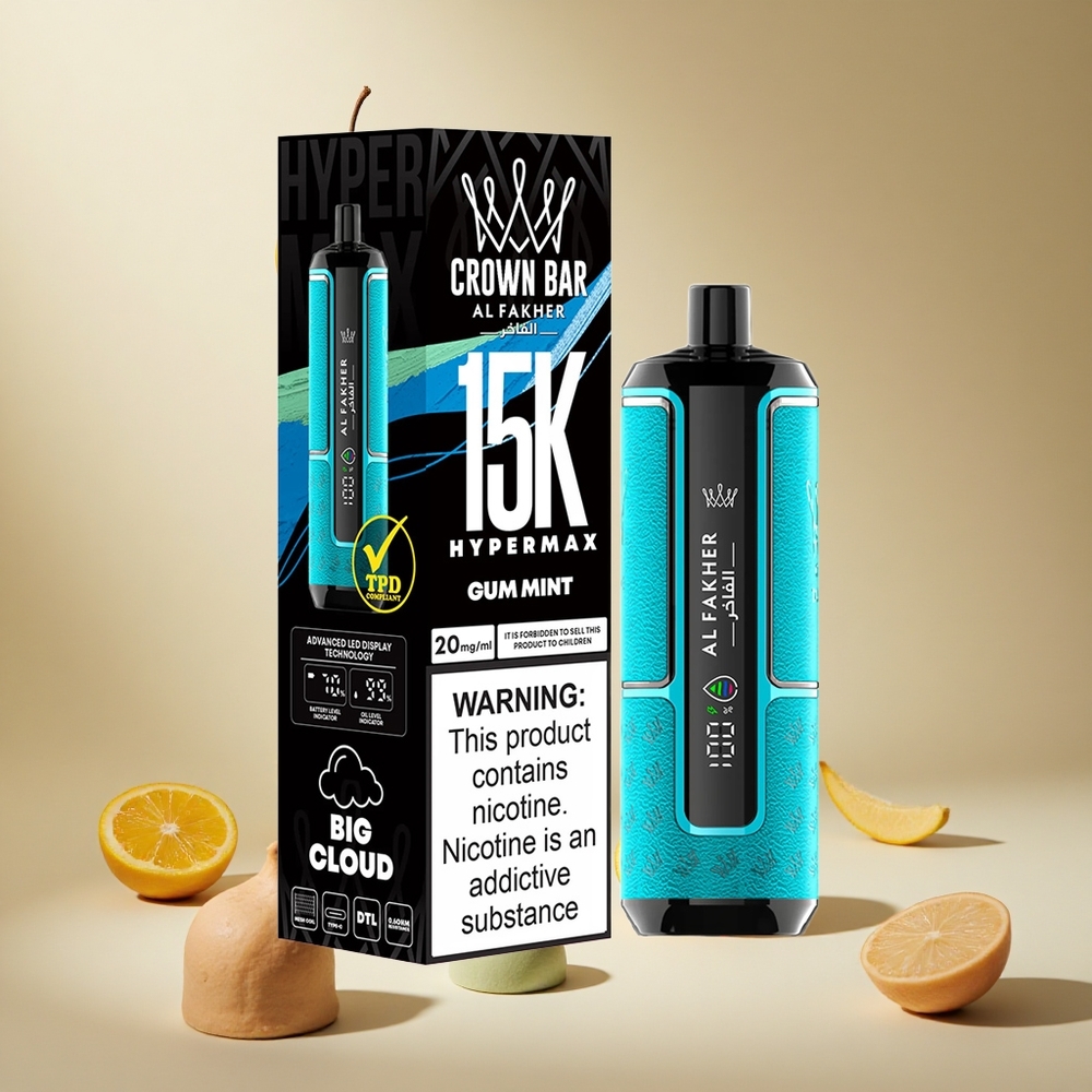 Gum Mint Al Fakher Crown Bar 15K Hypermax Disposable Vape Kit wholesale vapes Ireland 22ml 15K Puffs