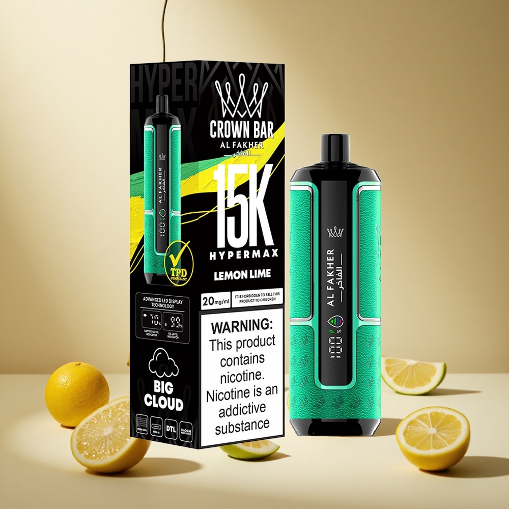 Lemon Lime Al Fakher Crown Bar 15K Hypermax wholesale vapes Ireland 22ml DTL