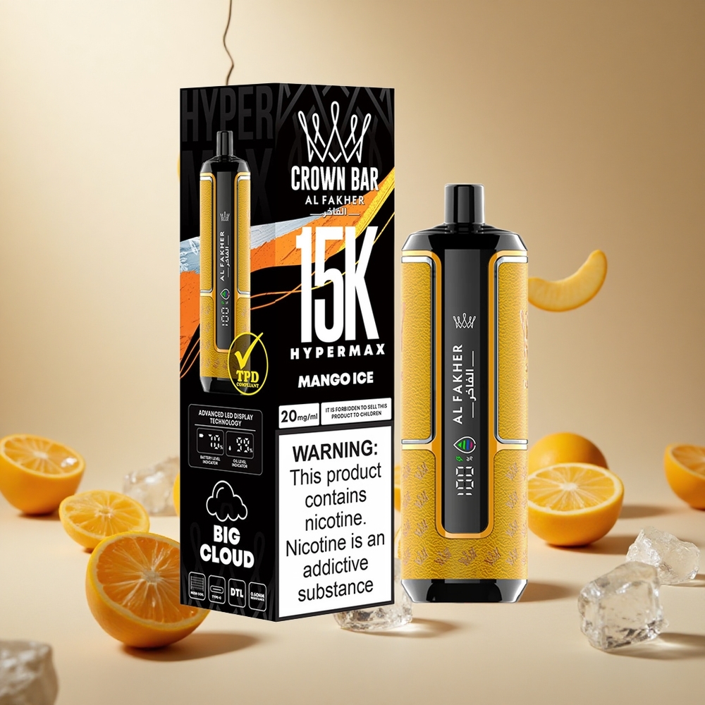 Mango Ice Al Fakher Crown Bar 15K Hypermax Disposable Vape Kit wholesale vapes Ireland 22ml