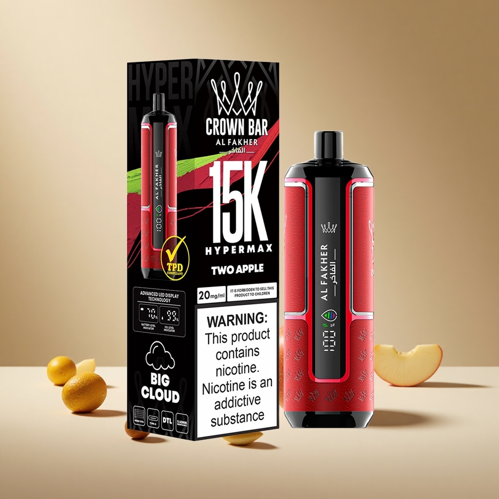 Two Apple Al Fakher Crown Bar 15K Hypermax 15,000 Puffs wholesale vapes Ireland 22ml DTL
