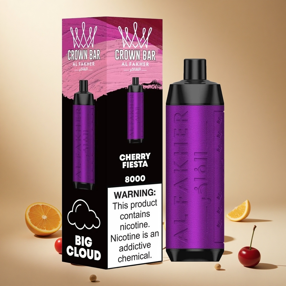 Cherry Fiesta Al Fakher Crown Bar 8000 wholesale vapes Ireland 18ml USB-C