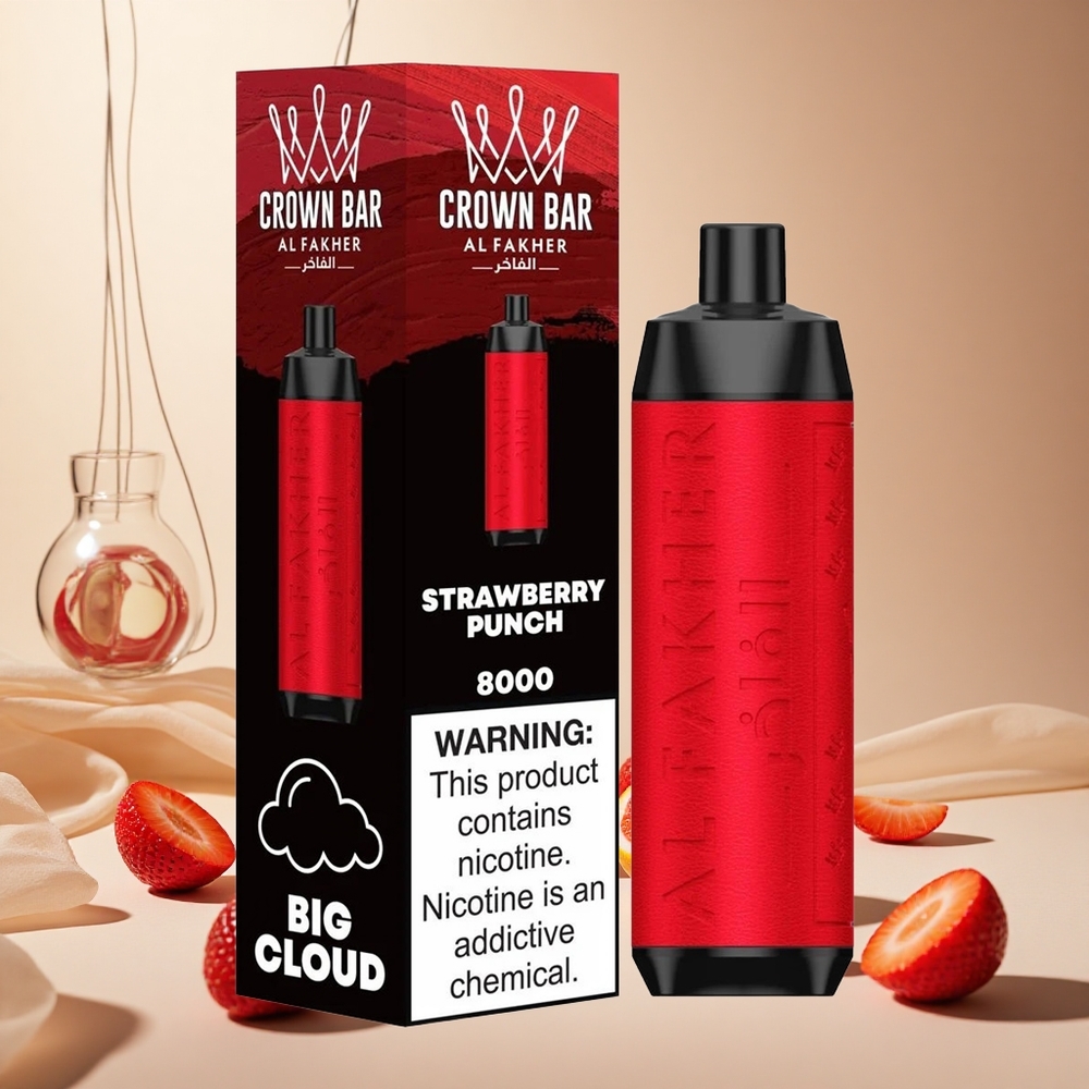 Strawberry Punch Al Fakher Crown Bar 8000 wholesale vapes Ireland Disposable Vape 18ml