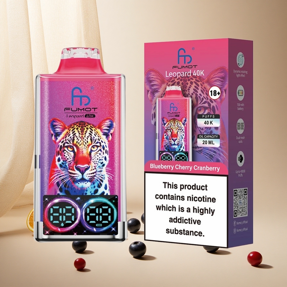 Blueberry Cherry Cranberry Fumot Leopard 40K Puffs Dual Mesh wholesale vapes Ireland Type-C Charging