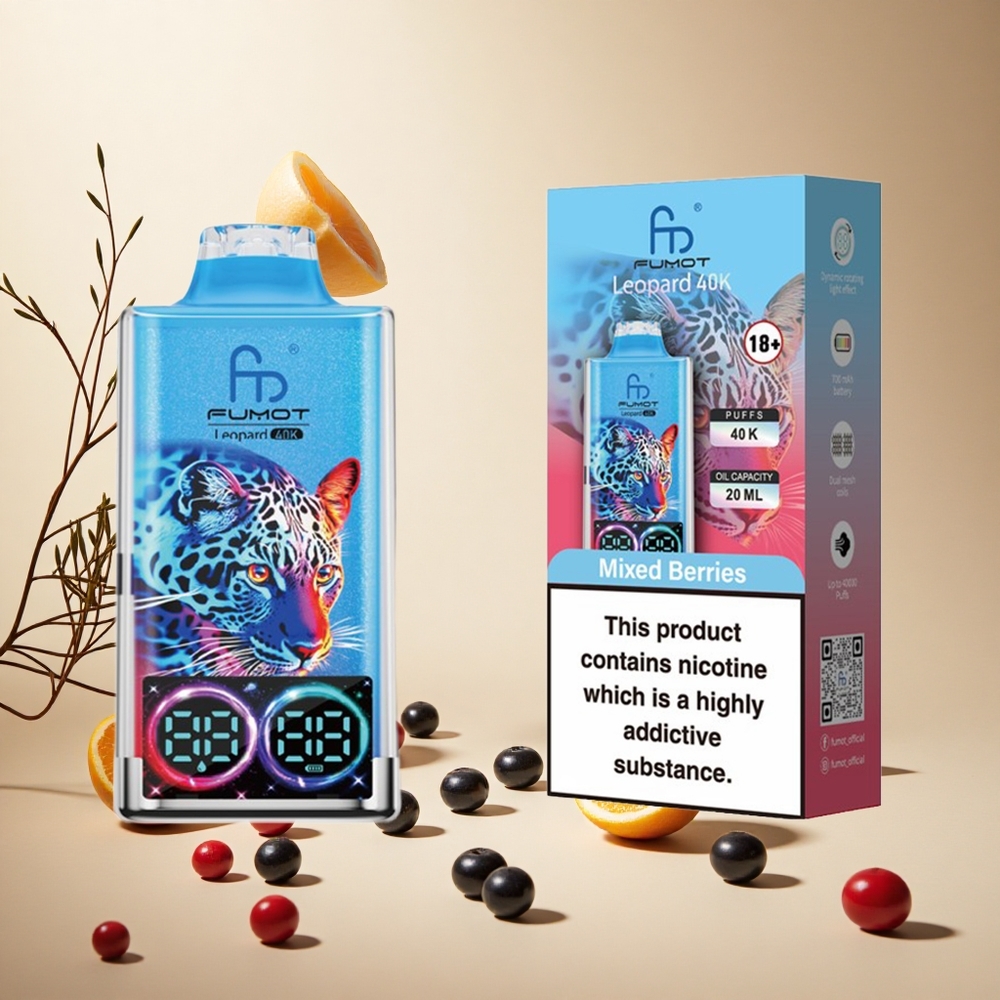 Mixed Berries Fumot Leopard 40K Puffs Dual Mesh wholesale vapes Ireland Type-C Charging