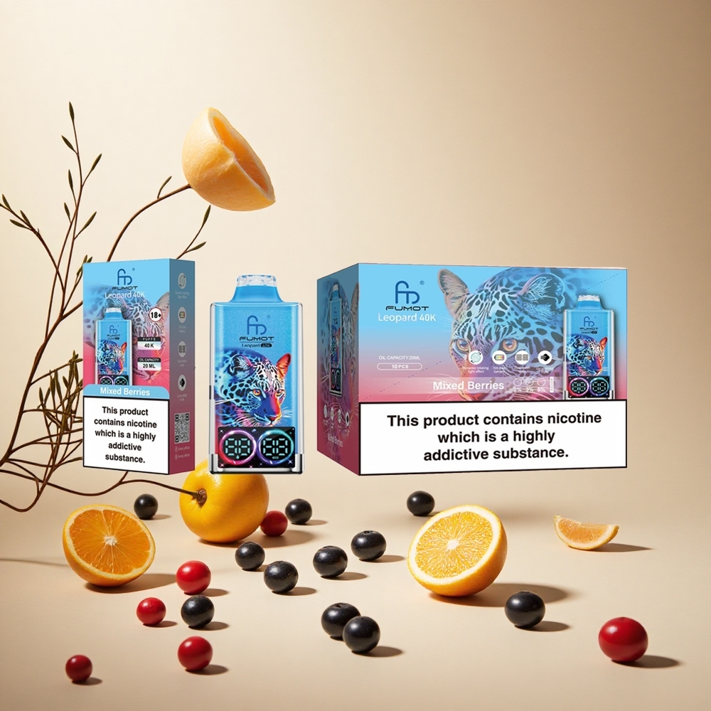 Mixed Berries Fumot Leopard 40K Puffs Dual Mesh wholesale vapes Ireland Type-C Charging