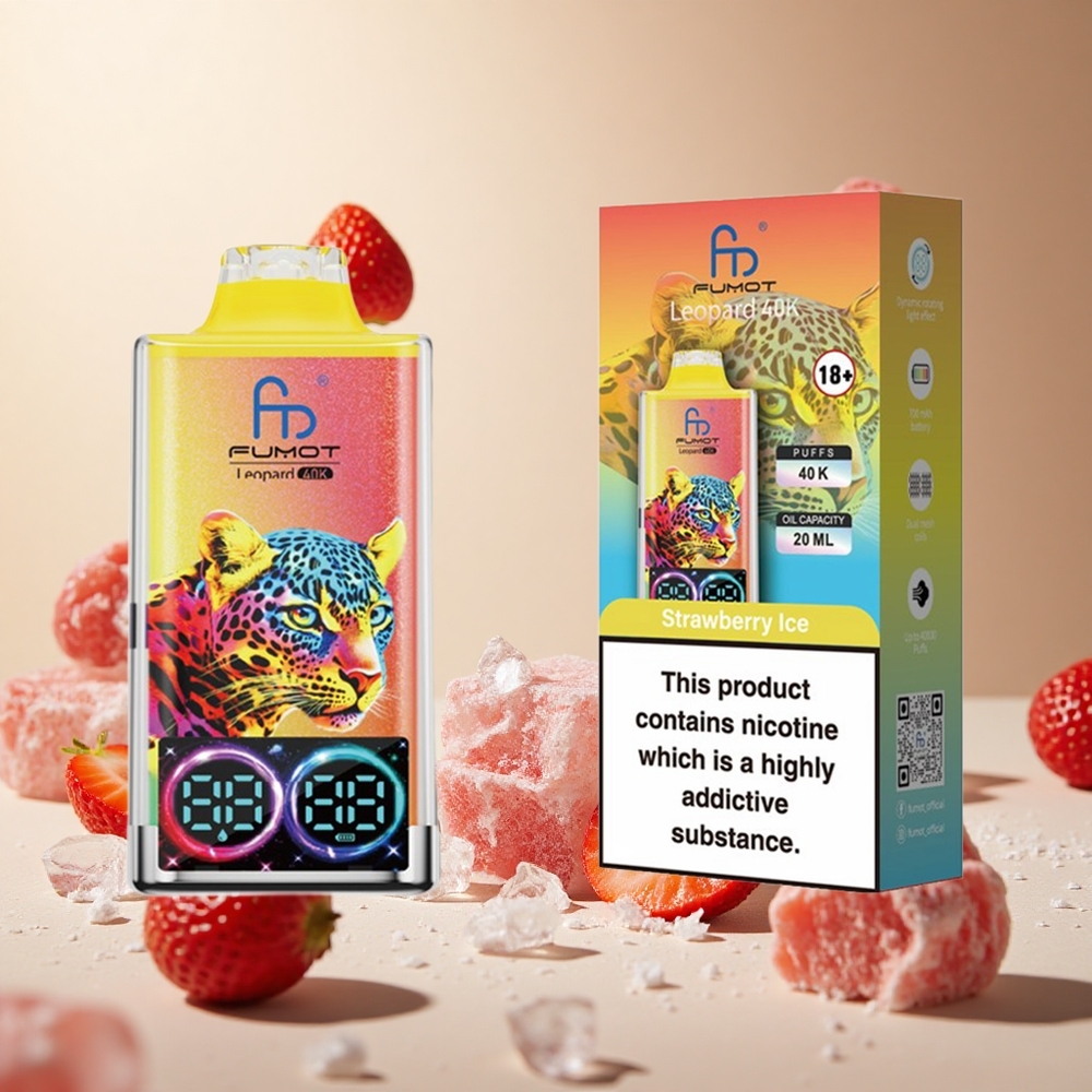 Strawberry Ice Fumot Leopard 40K Puffs wholesale vapes Ireland Dual Mesh Type-C