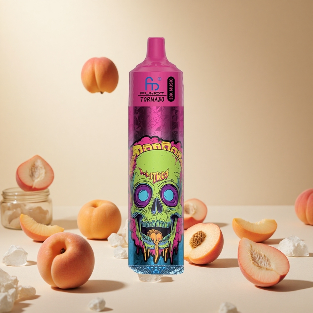 Peach Ice Fumot RandM Tornado 30000 Puffs wholesale vapes Ireland 30mL 2% 5% Nicotine