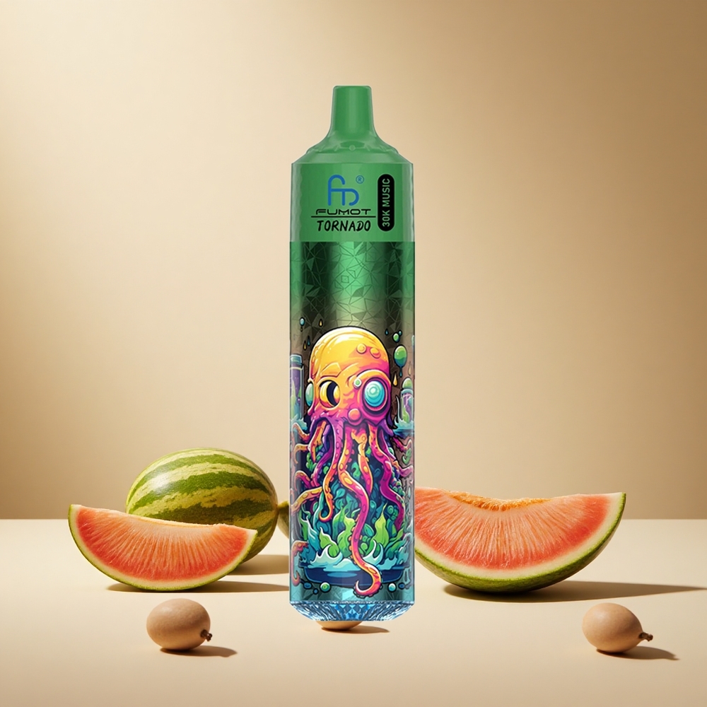 Watermelon Cantaloupe Fumot RandM Tornado 30000 Puffs 30mL Wholesale Vapes Ireland LED Display