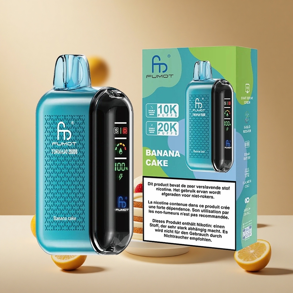 Banana Cake Fumot Tornado 20000 Puffs wholesale vapes Ireland Dual Mesh Coil