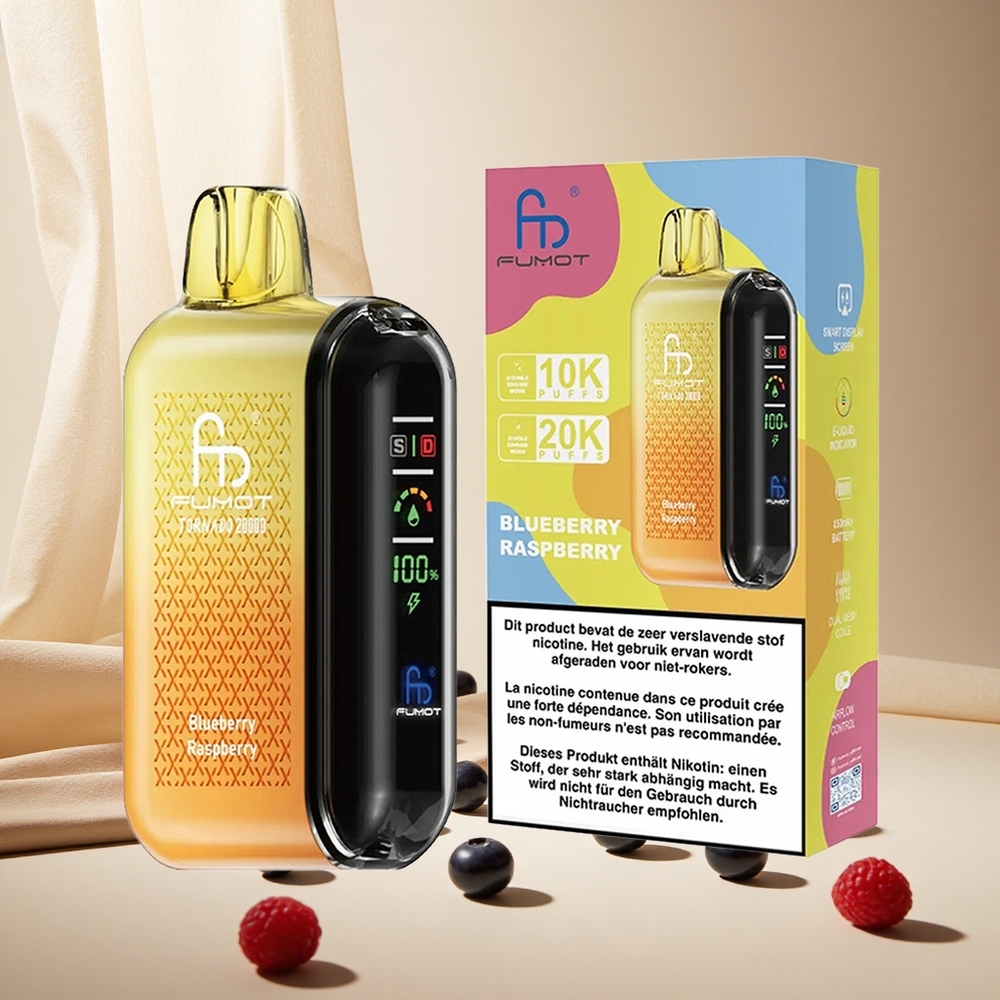 Blueberry Raspberry Fumot Tornado 20000 Puffs wholesale vapes Ireland Dual Mesh Coil