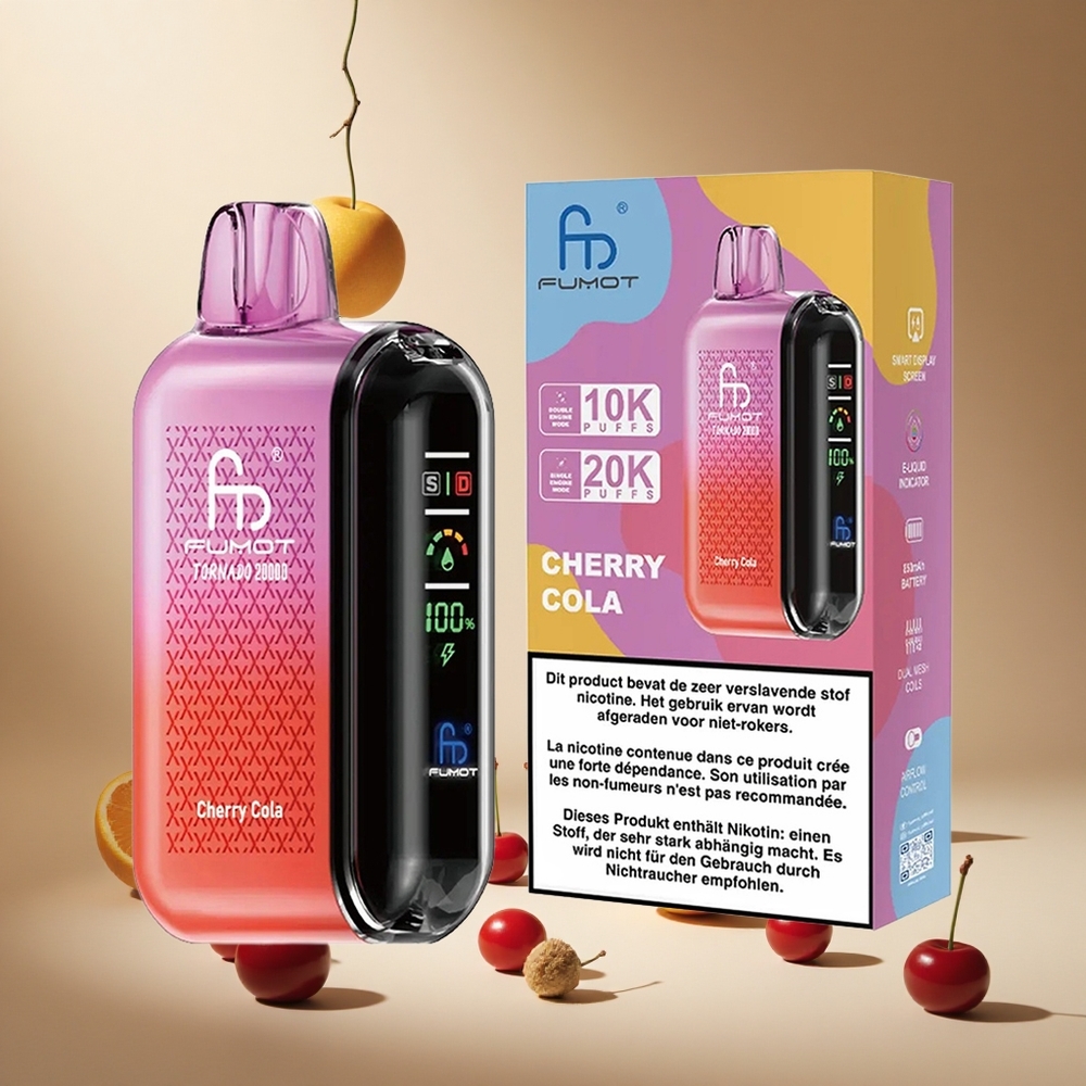 Cherry Cola Fumot Tornado 20000 Puffs wholesale vapes Ireland Dual Mesh Coil