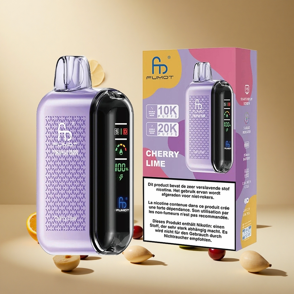 Cherry Lime Fumot Tornado 20000 Puffs wholesale vapes Ireland Dual Mesh Coil