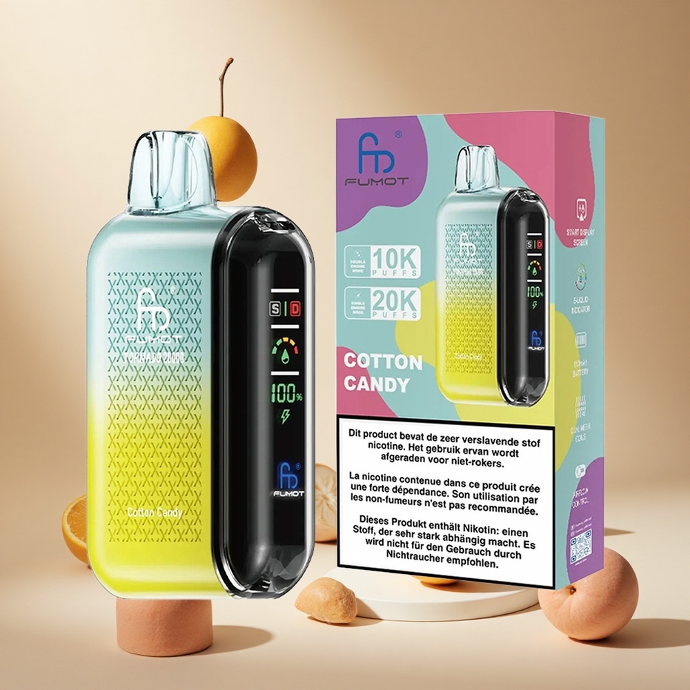 Cotton Candy Fumot Tornado 20000 Puffs wholesale vapes Ireland Dual Mesh Coil