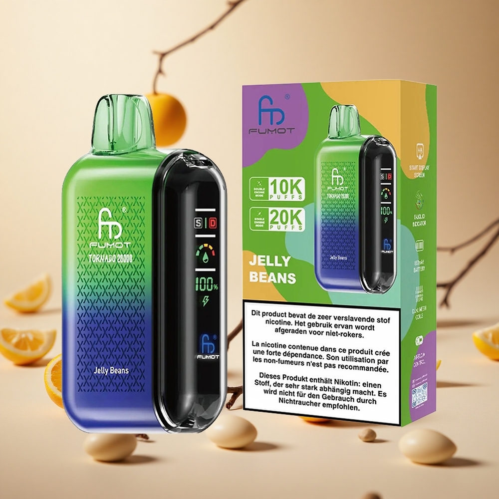 Jelly Beans Fumot Tornado 20000 Puffs wholesale vapes Ireland Dual Mesh Coil