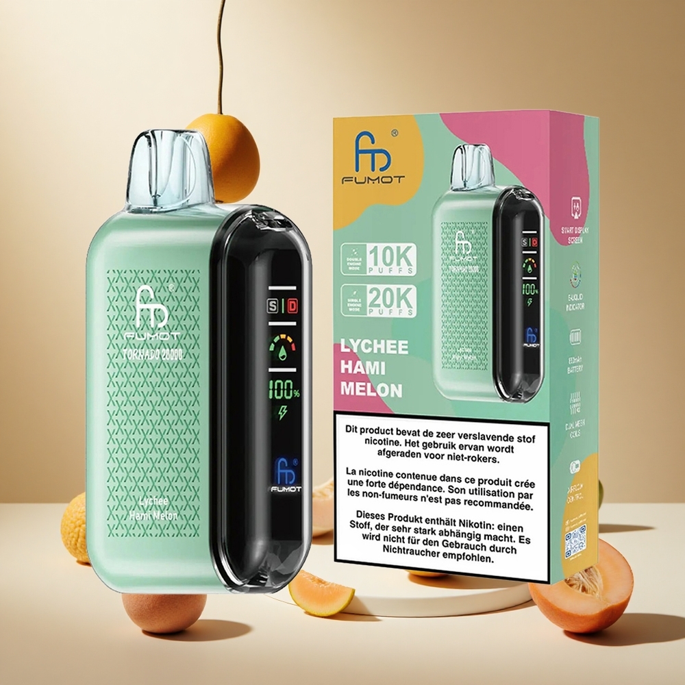 Lychee Hami Melon Fumot Tornado 20000 Puffs wholesale vapes Ireland Dual Mesh Coil