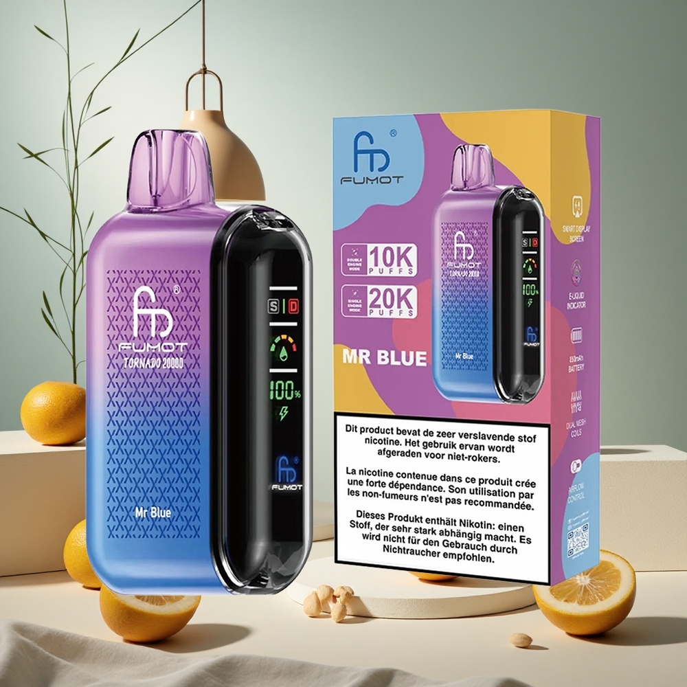 Mr Blue Fumot Tornado 20000 Puffs with Dual Mesh Coil wholesale vapes Ireland