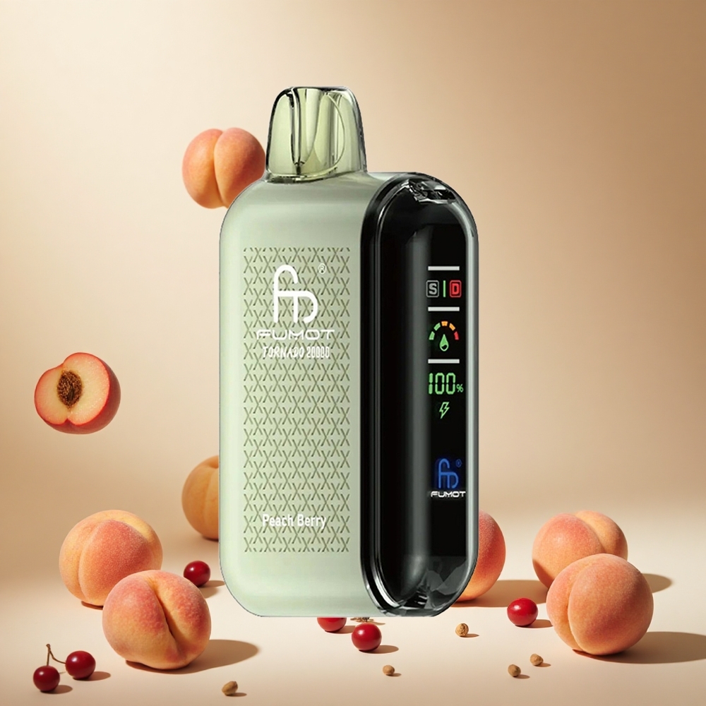 Peach Berry Fumot Tornado 20000 Puffs wholesale vapes Ireland Dual Mesh Coil