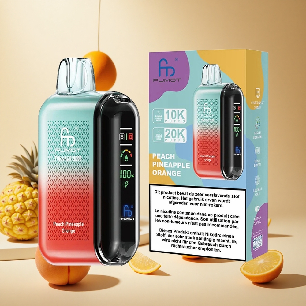Peach Pineapple Orange Fumot Tornado 20000 Puffs Dual Mesh Coil wholesale vapes Ireland
