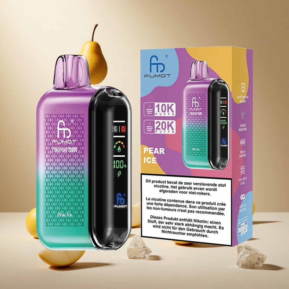 Pear Ice Fumot Tornado 20000 Puffs wholesale vapes Ireland Dual Mesh Coil