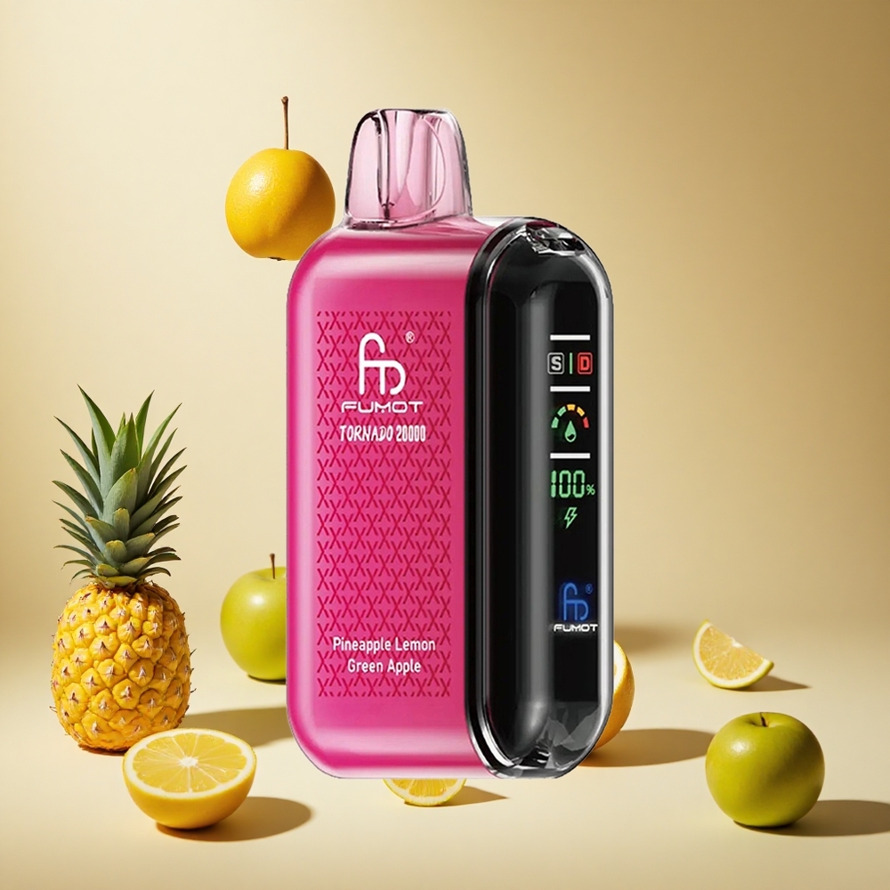Pineapple Lemon Green Apple Fumot Tornado 20000 Puffs wholesale vapes Ireland Dual Mesh Coil