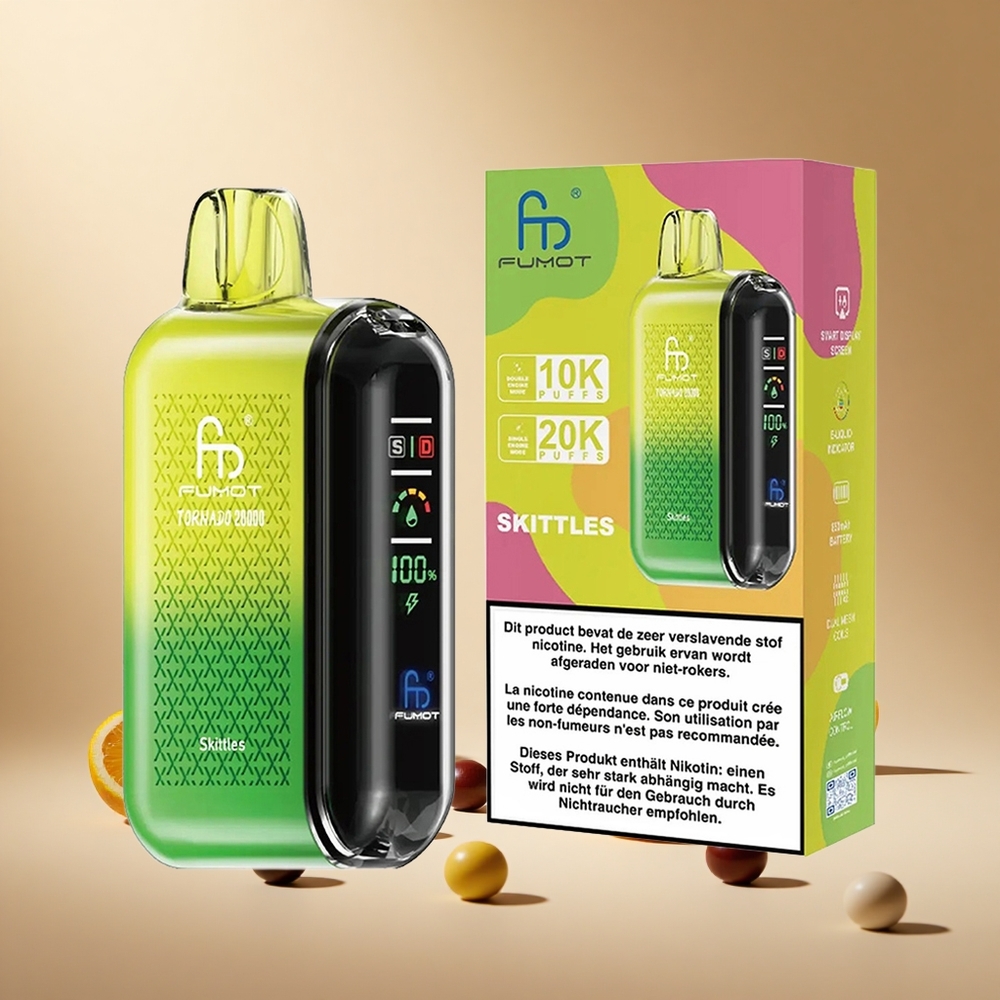 Skittles Fumot Tornado 20000 Puffs wholesale vapes Ireland Dual Mesh Coil