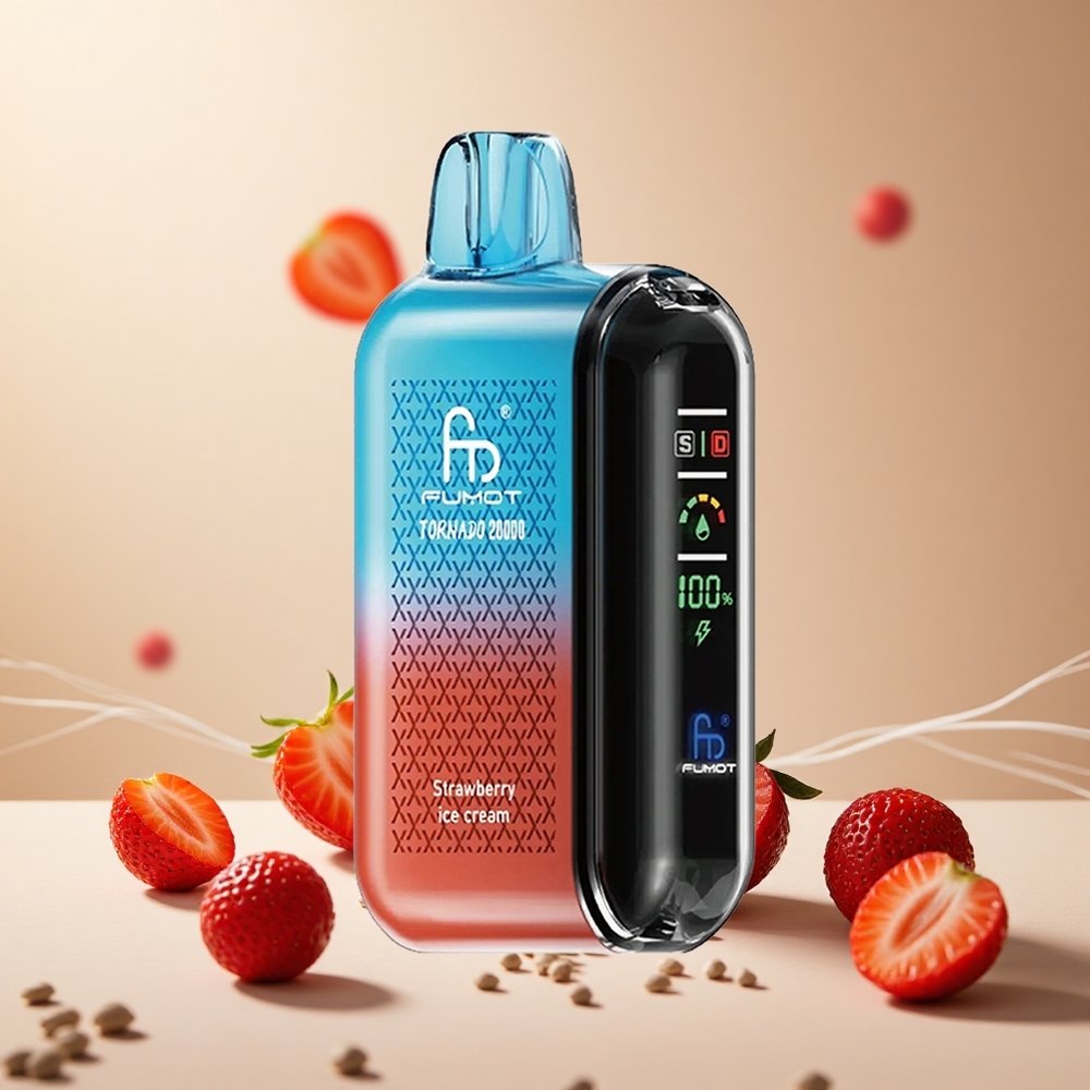 Strawberry Ice Cream Fumot Tornado 20000 Puffs wholesale vapes Ireland Dual Mesh Coil