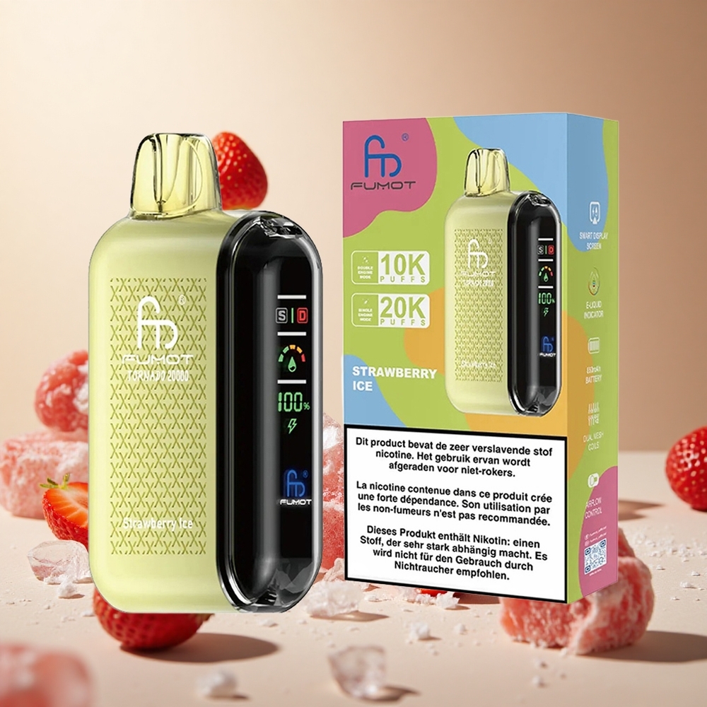 Strawberry Ice Fumot Tornado 20000 Puffs Dual Mesh Coil wholesale vapes Ireland