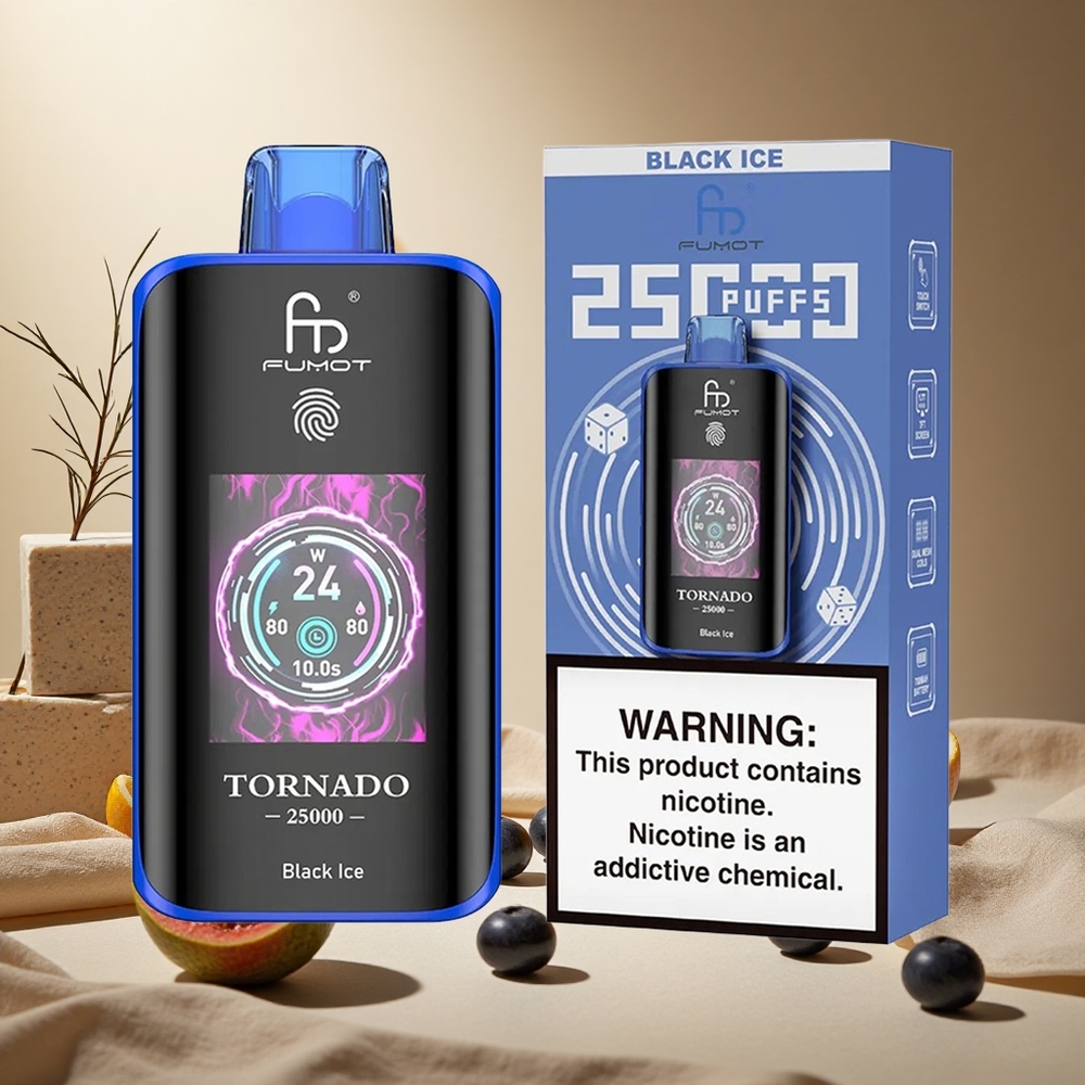 Black Ice Fumot Tornado 25000 Puffs 20ml Pre-filled wholesale vapes Ireland HD Screen