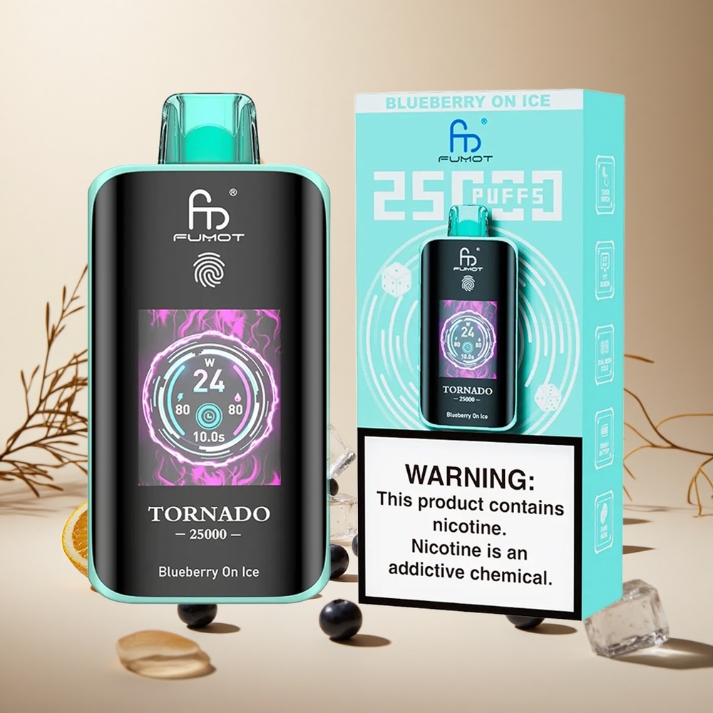 Blueberry On Ice Fumot Tornado 25000 Puffs wholesale vapes Ireland HD Screen Type-C Charging