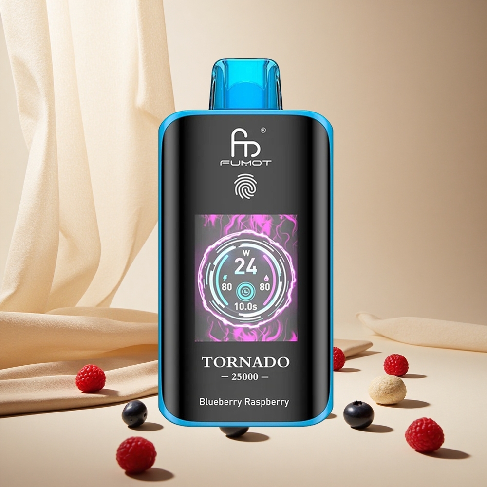 Blueberry Raspberry Fumot Tornado 25000 Puffs wholesale vapes Ireland HD Screen Type-C