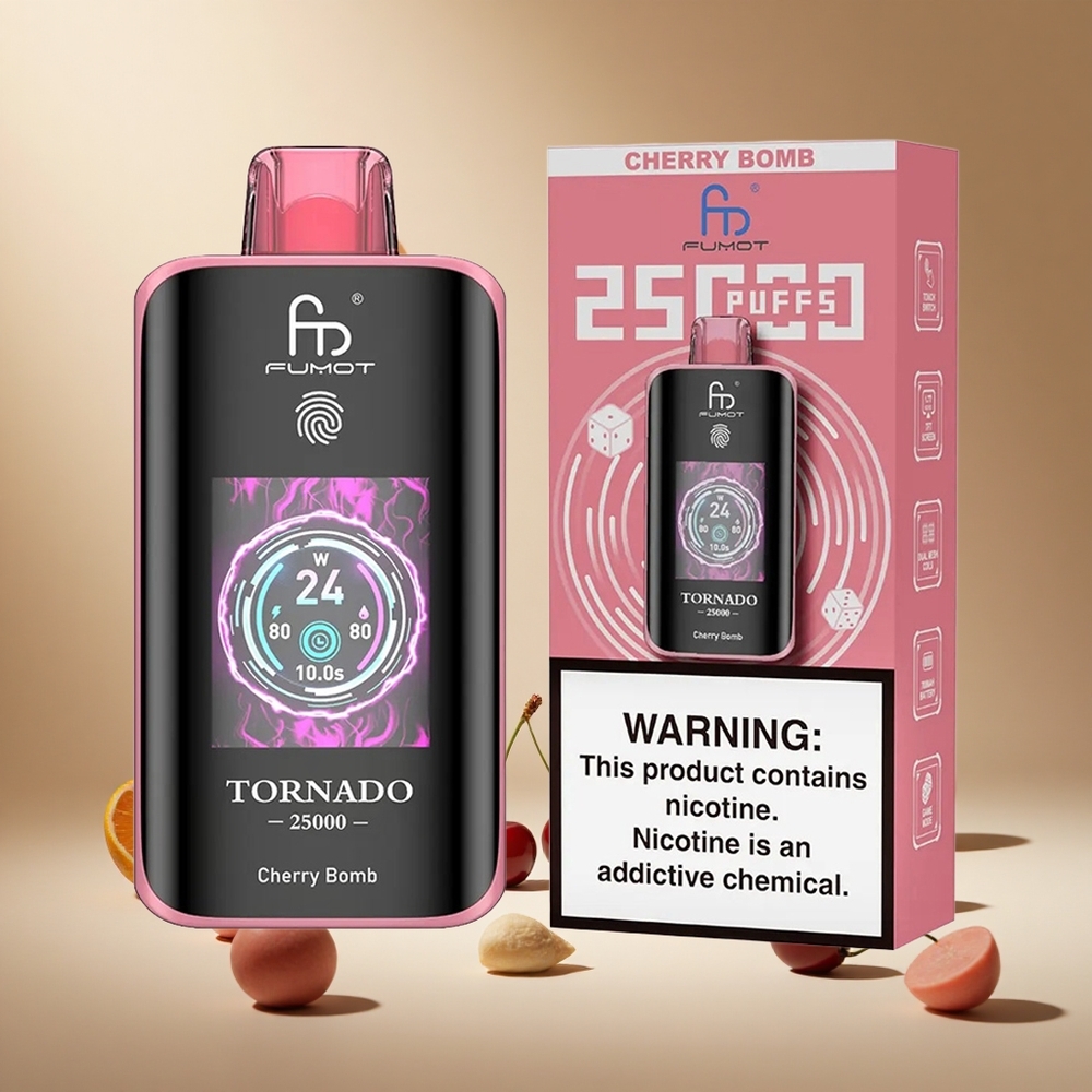 Cherry Bomb Fumot Tornado 25000 Puffs 700mAh Rechargeable Battery wholesale vapes Ireland