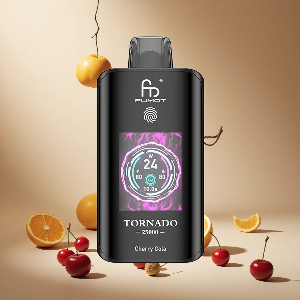 Cherry Cola Fumot Tornado 25000 Puffs Wholesale Vapes Ireland HD Screen Type-C