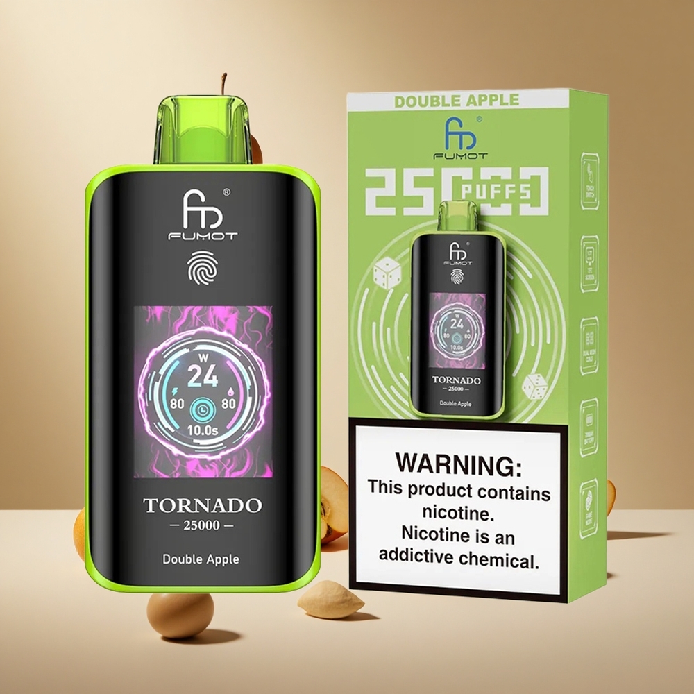 Double Apple Fumot Tornado 25000 Puffs wholesale vapes Ireland HD Screen Type-C