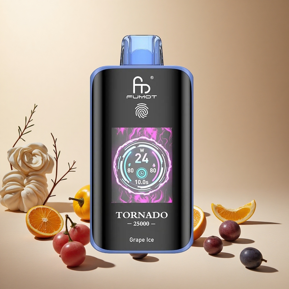 Grape Ice Fumot Tornado 25000 Puffs wholesale vapes Ireland HD Screen & Type-C