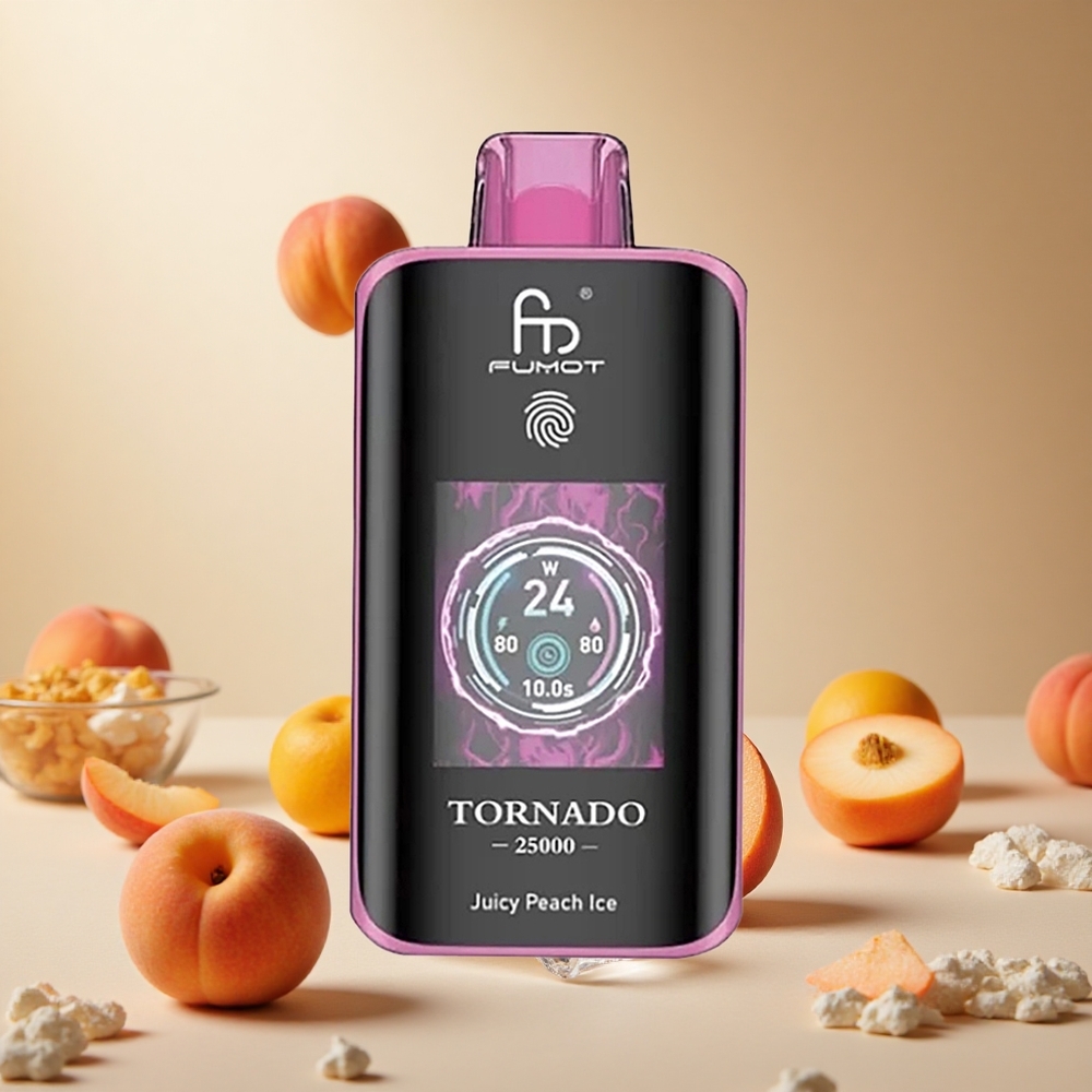 Juicy Peach Ice Fumot Tornado 25000 Puffs wholesale vapes Ireland HD Screen & Type-C