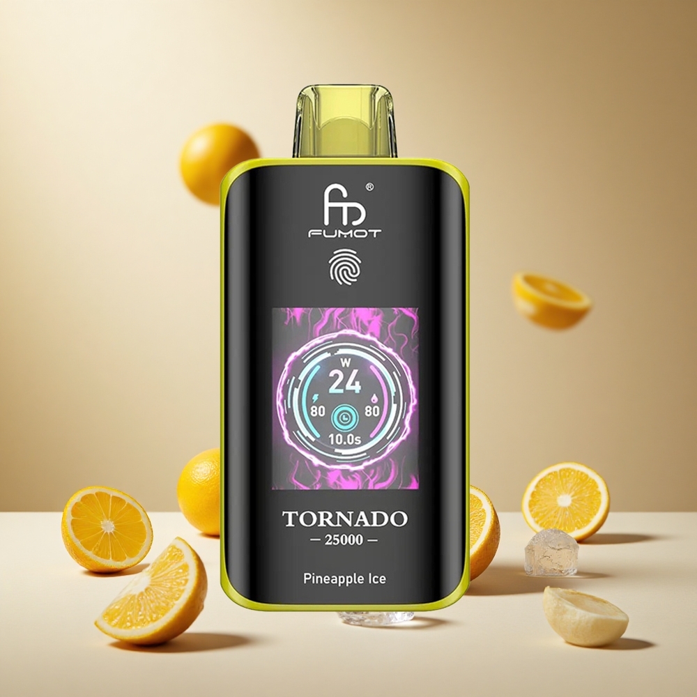 Pineapple Ice Fumot Tornado 25000 Puffs wholesale vapes Ireland HD Screen Type-C