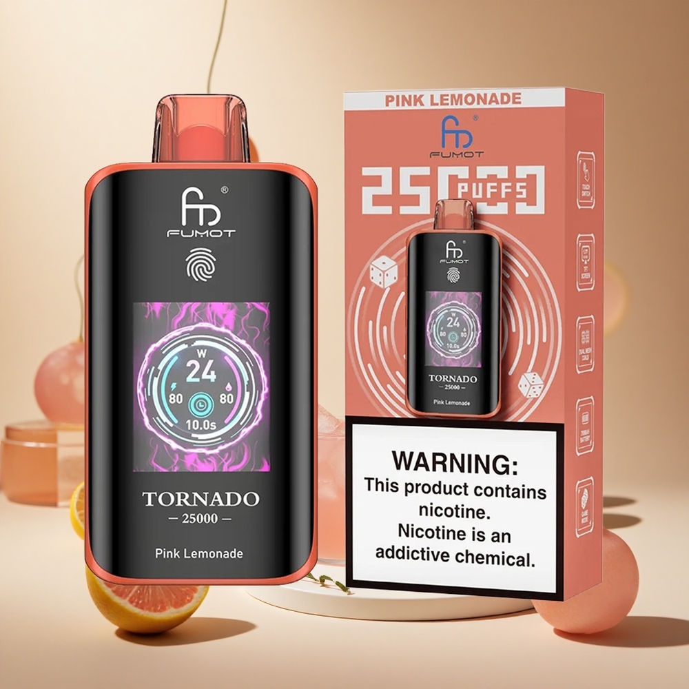 Pink Lemonade Fumot Tornado 25000 Puffs HD Screen wholesale vapes Ireland